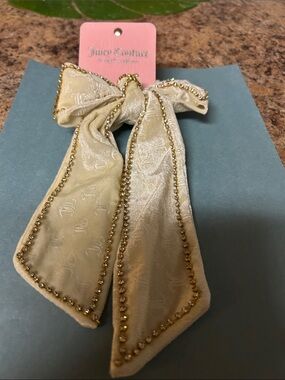 Juicy Couture Cream Jeweled Bow Hair Tie